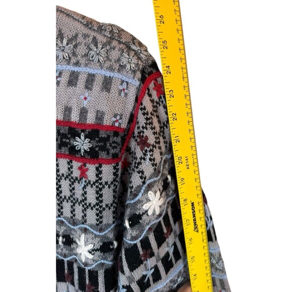 Rebecca Malone Cardigan Sweater Women's Small Petite Wool Blend Flowers - Picture 9 of 10